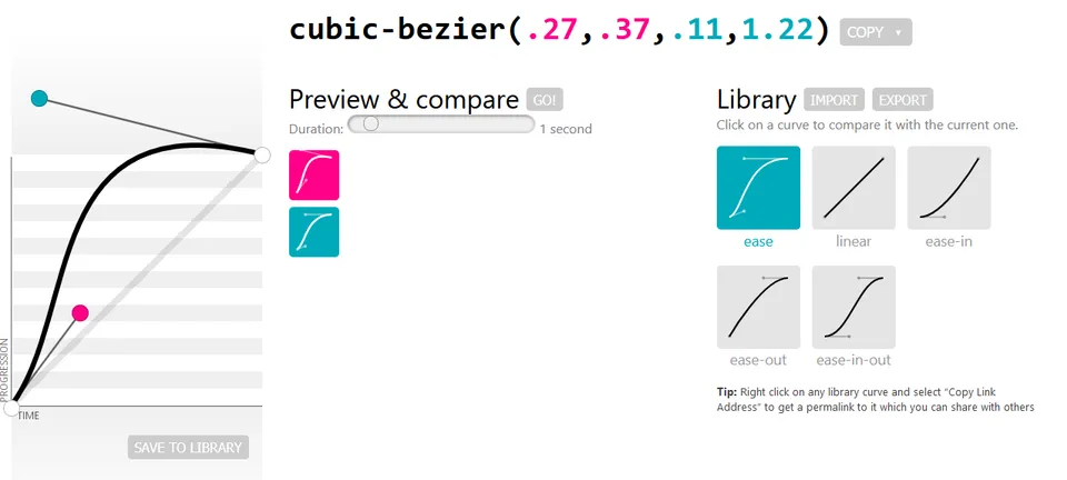 Easing function - cubic-bezier(.27